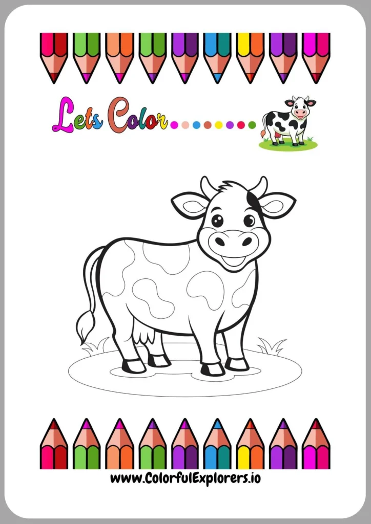 Adorable Baby Cow Coloring Page