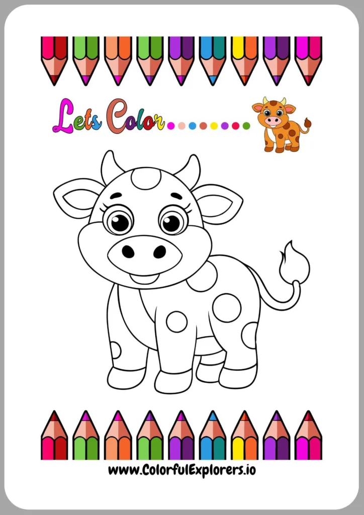 Cow with Milk Bucket Coloring Page