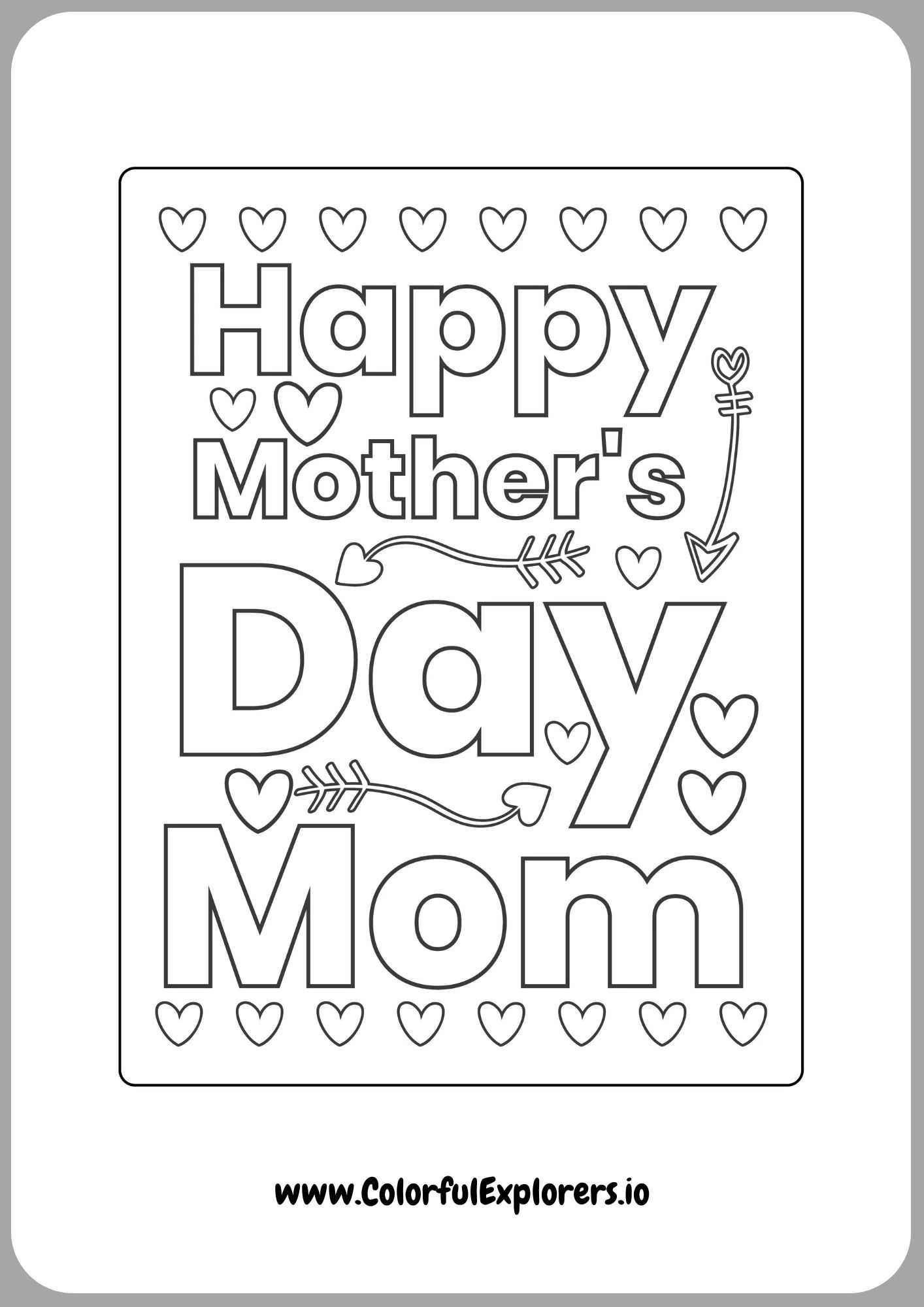 Copy Digital Mothers Day Card Coloring Page — Download Now